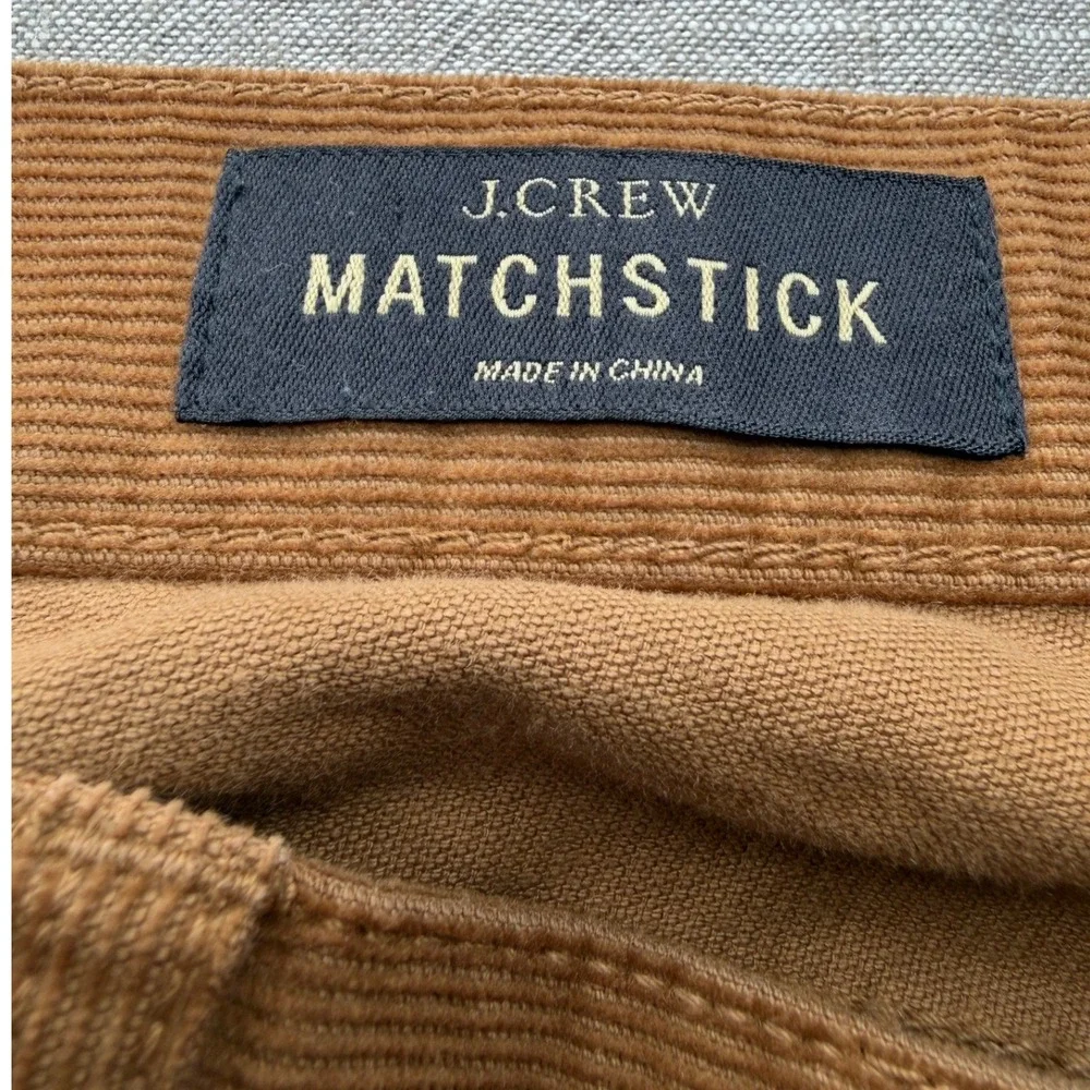 J.Crew Matchstick Corduroy Pants 32 Petite Camel Tan Straight Leg Stretch Cotton